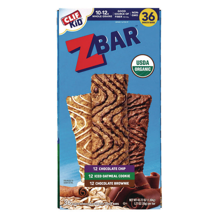 Kid Organic Zbar Granola Bars Variety Pack, Assorted Flavors, 1.27 oz Bar, 36/Carton