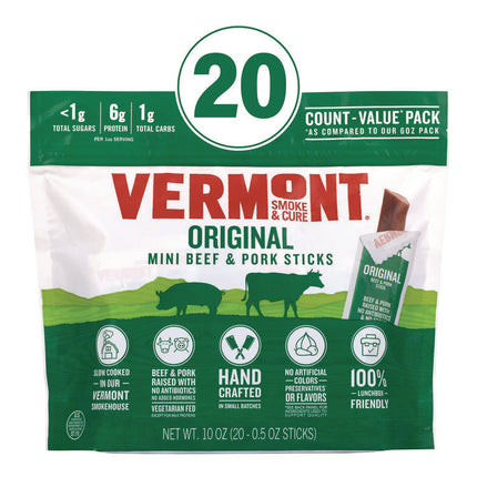 Original Flavor Mini Snack Sticks, Beef, 0.5 oz Individually Wrapped, 20/Carton
