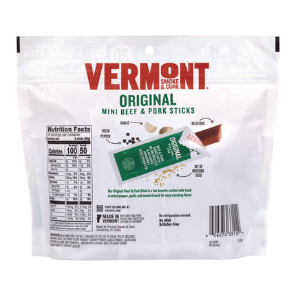 Original Flavor Mini Snack Sticks, Beef, 0.5 oz Individually Wrapped, 20/Carton