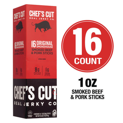 Original Smokehouse Beef and Pork Meat Stick, 1 oz Individually Wrapped, 16/Carton