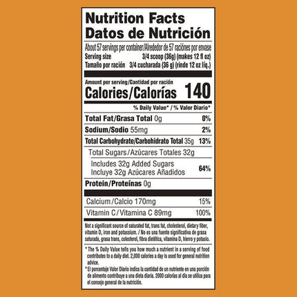 Orange Drink Mix, Orange, 72 oz Tub