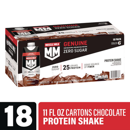 Genuine Chocolate Protein Shake, 11 oz Carton, 18/Carton
