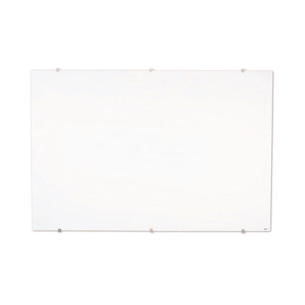 Magnetic Wall-Mounted Glass Board, 48" x 36", White Surface, Silver Aluminum Frame