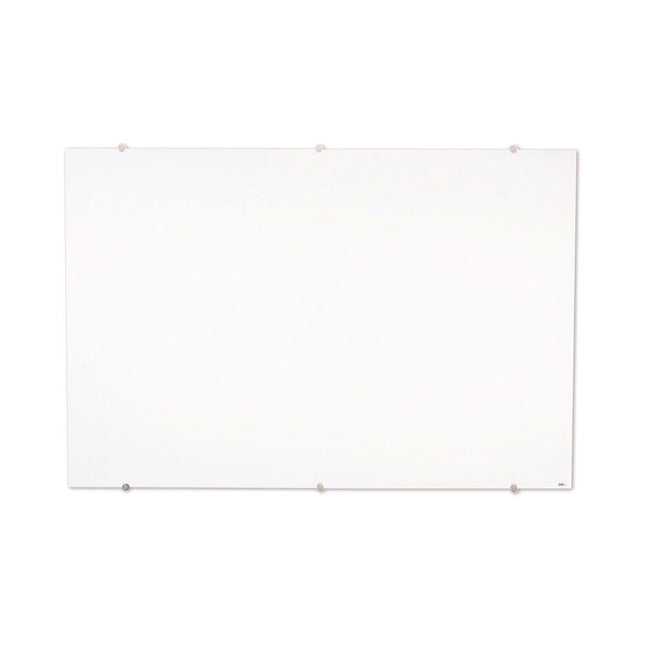 Magnetic Wall-Mounted Glass Board, 48" x 36", White Surface, Silver Aluminum Frame