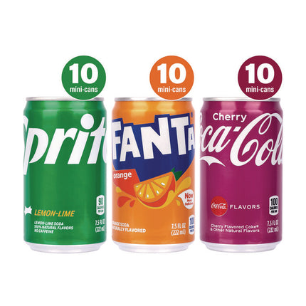 Mini Cans Variety Pack, Assorted Flavors, 7.5 oz Can, 30/Carton