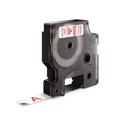 D1 High-Performance Polyester Removable Label Tape, 0.5" X 23 Ft, Red On White