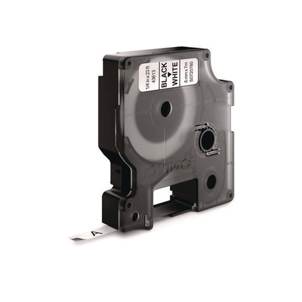 D1 High-Performance Polyester Removable Label Tape, 0.25" X 23 Ft, Black On White