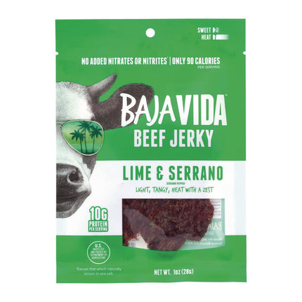 Beef Jerky Lime and Serrano Pepper Snack Pack, Lime and Serrano Pepper, 1 oz Packet, 12/Carton