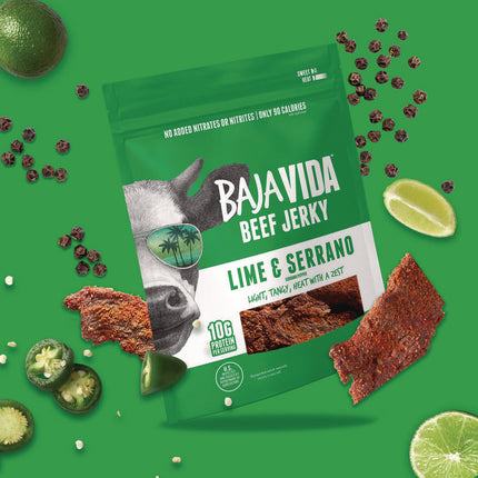 Beef Jerky Lime and Serrano Pepper Snack Pack, Lime and Serrano Pepper, 1 oz Packet, 12/Carton
