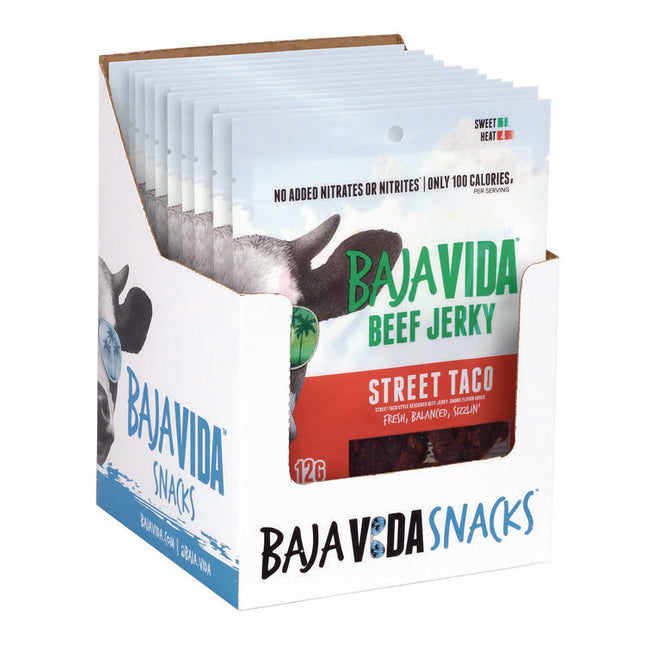 Beef Jerky Street Taco Snack Pack, Street Taco, 1 oz Packet, 12/Carton
