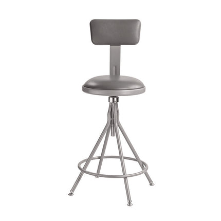 6500 Series Height Adj Heavy Duty Vinyl Swivel Stool with Backrest, Supports Up to 500 lb, 24" to 30" Seat Height, Gray