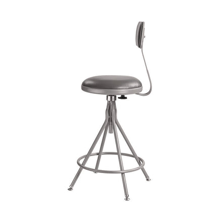 6500 Series Height Adj Heavy Duty Vinyl Swivel Stool with Backrest, Supports Up to 500 lb, 24" to 30" Seat Height, Gray