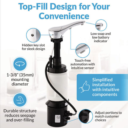SureFlo Top-Fill Automatic Bulk Foam Soap Dispenser, 2.75 x 6.75 x 3, Polished Chrome