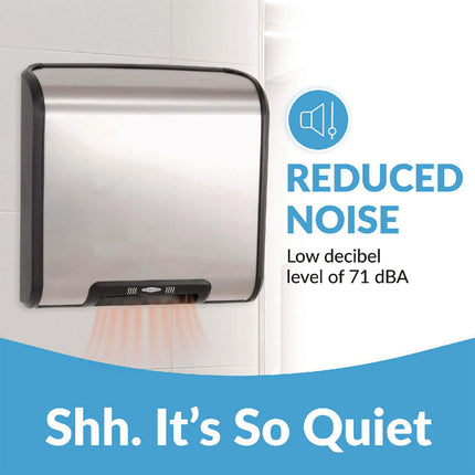 TrimLineSeries QuietDry Surface-Mounted ADA Automatic Hand Dryer, 115 V, Satin Stainless Steel