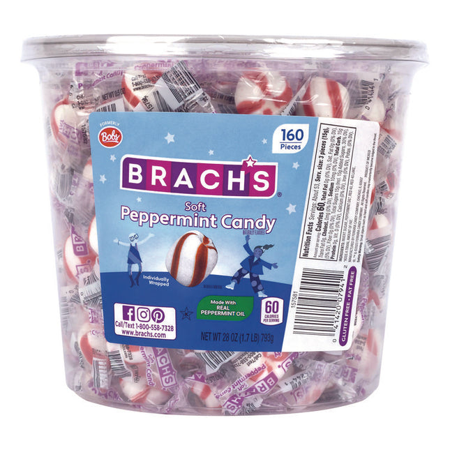 Bobs Sweet Stripes Soft Candy, Peppermint, 28 oz Tub