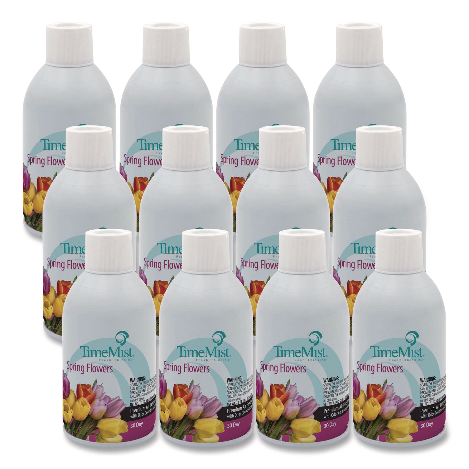 Premium Metered Air Freshener Refill, Spring Flowers, 7.1 oz Aerosol Spray, 12/Carton