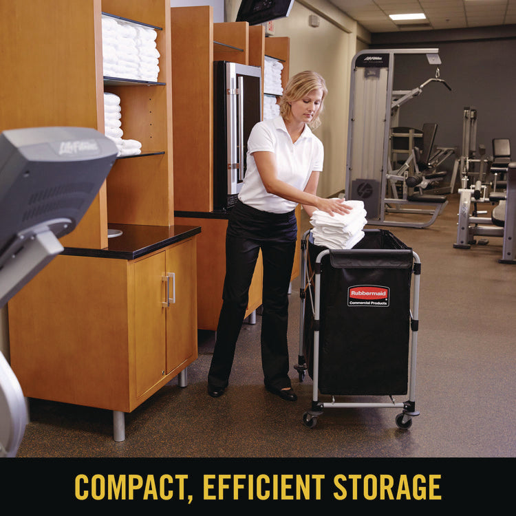 One-Compartment Collapsible X-Cart, Synthetic Fabric, 4.98 cu ft Bin, 20.33" x 24.1" x 34", Black/Silver