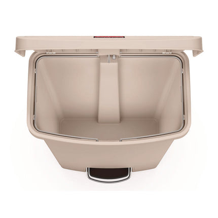 Streamline Resin Step-On Container, Front Step Style, 18 gal, Polyethylene, Beige
