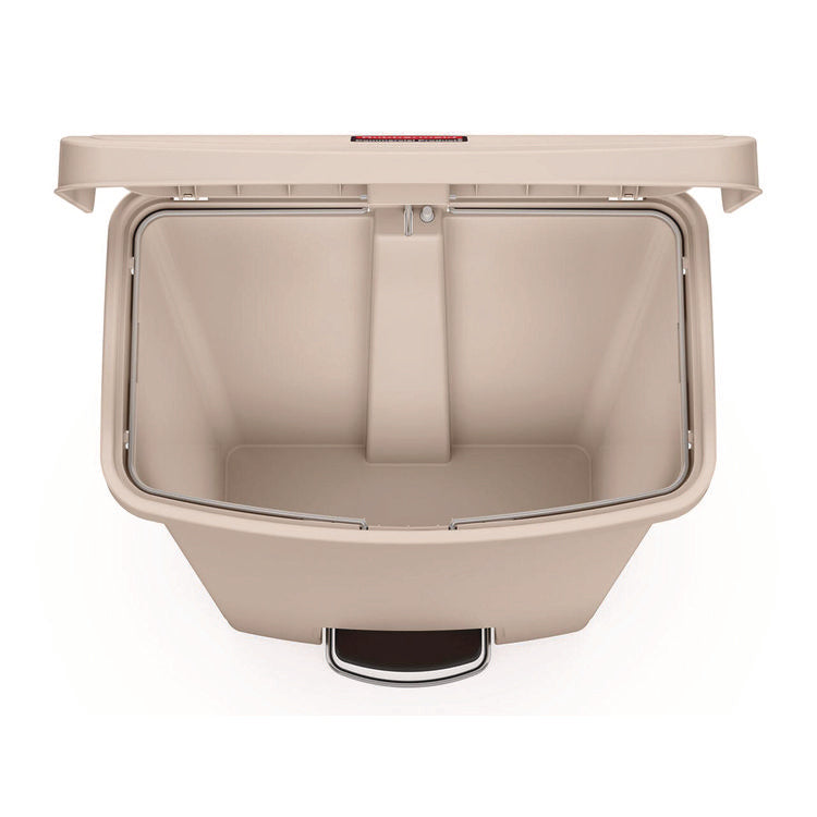 Streamline Resin Step-On Container, Front Step Style, 18 gal, Polyethylene, Beige