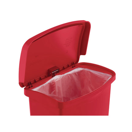 Streamline Resin Step-On Container, Front Step Style, 18 gal, Polyethylene, Red