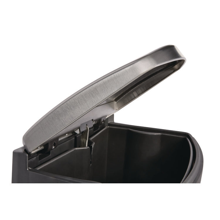 Slim Jim Stainless Steel Step-On Container, Front Step Style, 13 gal, Stainless Steel, Black