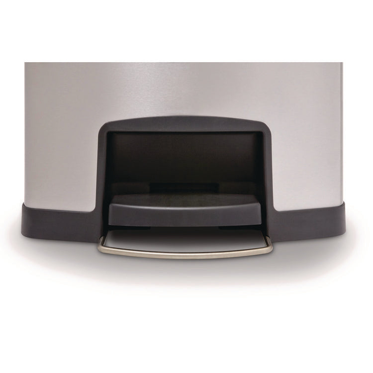 Slim Jim Stainless Steel Step-On Container, Front Step Style, 13 gal, Stainless Steel, Black