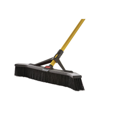 Maximizer Push-To-Center Broom, Poly Bristles, 36 X 58.13, Steel Handle, Yellow/black