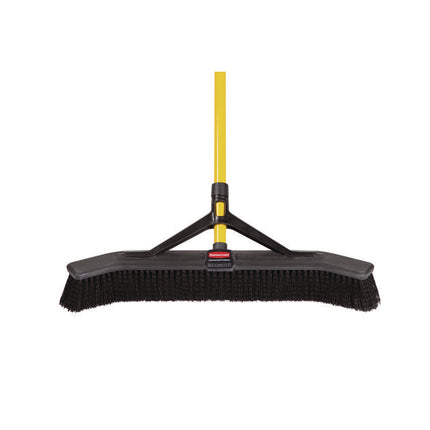 Maximizer Push-To-Center Broom, Poly Bristles, 36 X 58.13, Steel Handle, Yellow/black