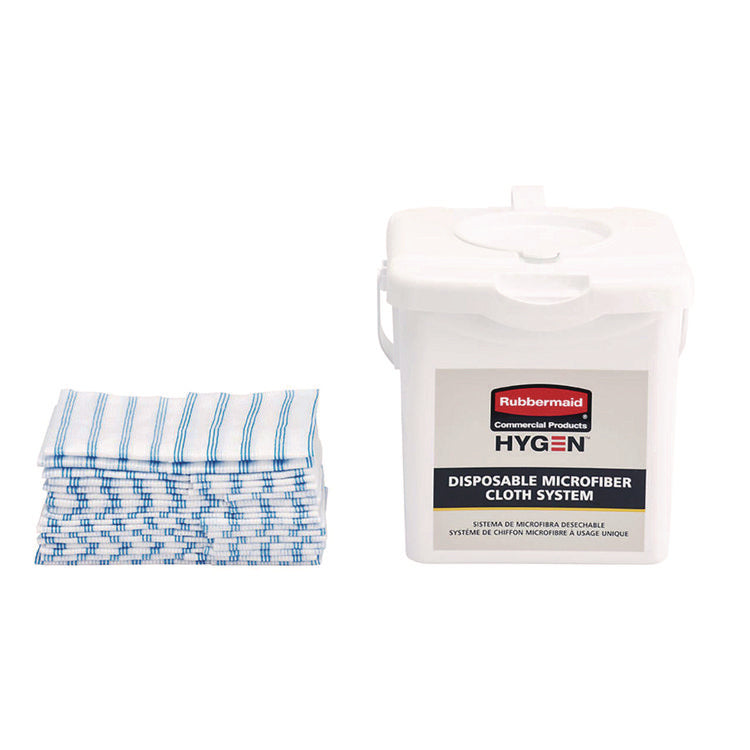 Disposable Microfiber Cleaning Cloths, 12 x 12, Blue/White Stripes, 600/Carton