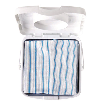 Disposable Microfiber Cleaning Cloths, 12 x 12, Blue/White Stripes, 600/Carton