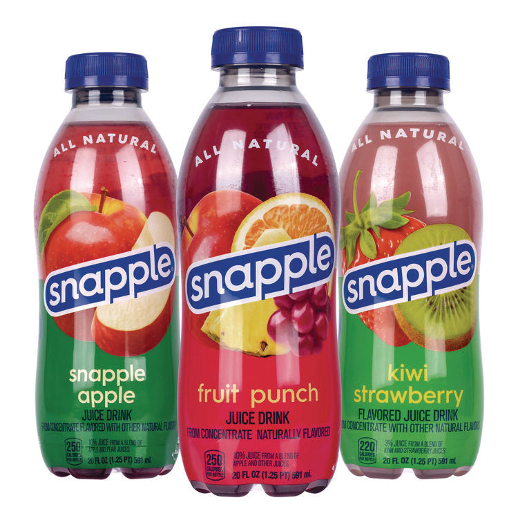 Juice Drink Variety Pack, Snapple Apple, Kiwi Strawberry, Mango Madness, 20 oz Bottle, 24/Carton