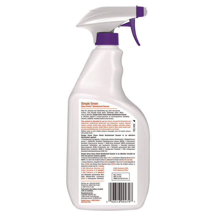 Clean Finish Disinfectant Cleaner, Herbal, 32 Oz Spray Bottle, 12/carton