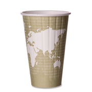 World Art Renewable and Compostable Insulated Hot Cups, 16 oz, Paper, Brown/White, 40/Pack, 15 Packs/Carton