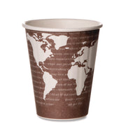 World Art Renewable and Compostable Insulated Hot Cups, 8 oz, Paper, Brown/White, 40/Pack, 20 Packs/Carton