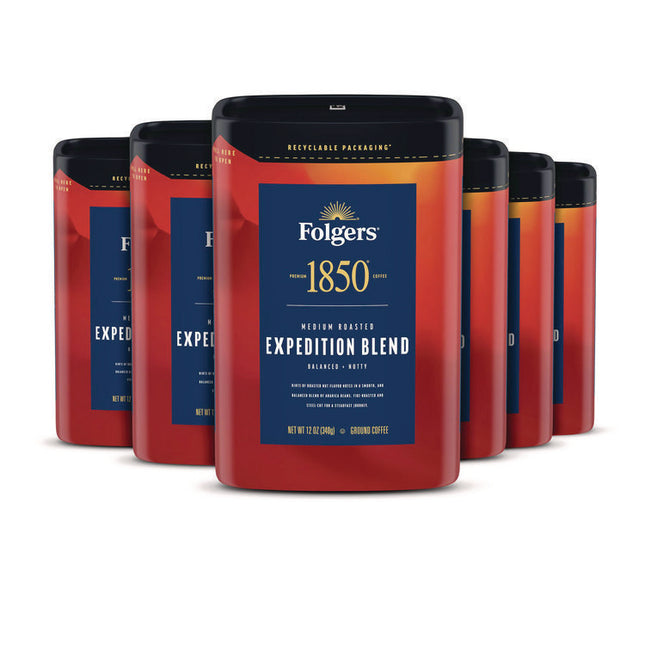 Coffee, Expedition Blend, Ground, 12 oz Canister, 6/Carton
