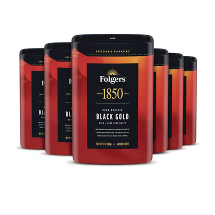 Coffee, Black Gold, 12 oz Bag, 6/Carton