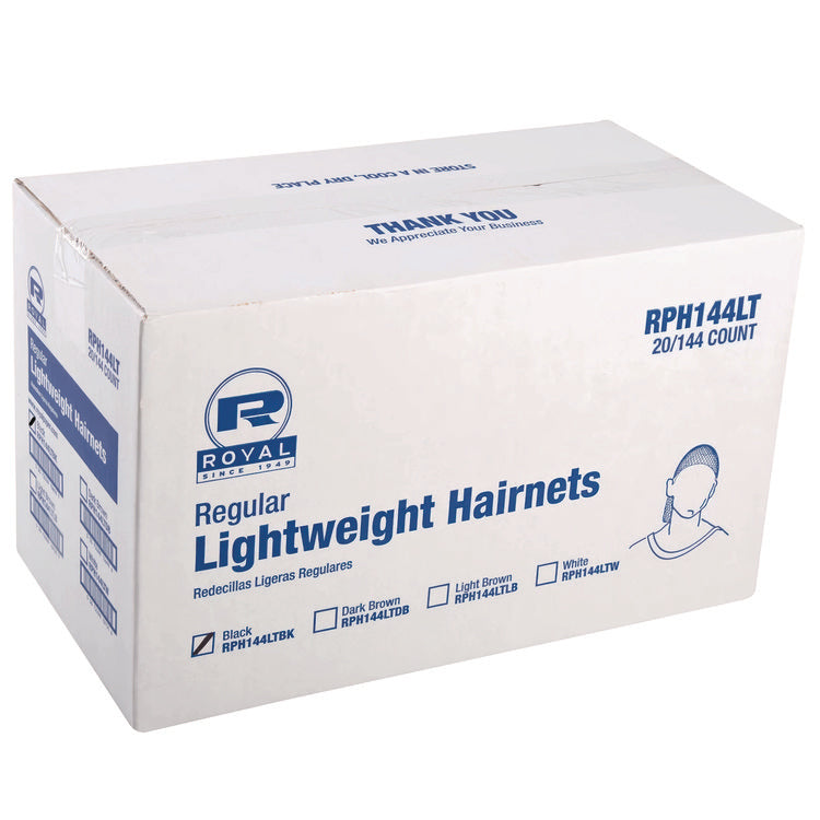 Lightweight Latex-Free Hairnets, Nylon, 24", Black, 144/Box, 20 Boxes/Carton