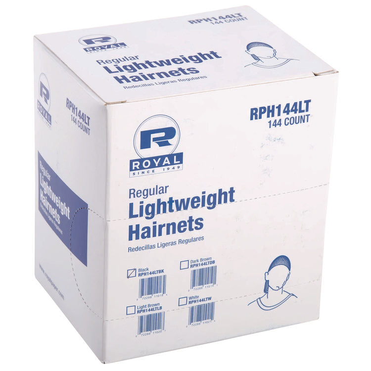 Lightweight Latex-Free Hairnets, Nylon, 24", Black, 144/Box, 20 Boxes/Carton