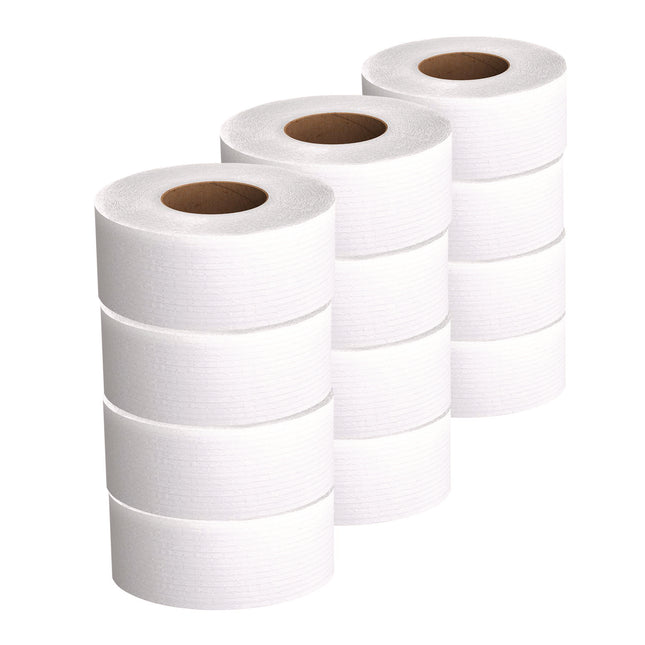 Essential JRT Jumbo Roll Bathroom Tissue, Septic Safe, 2-Ply, White, 3.55" x 1,000 ft, 12 Rolls/Carton