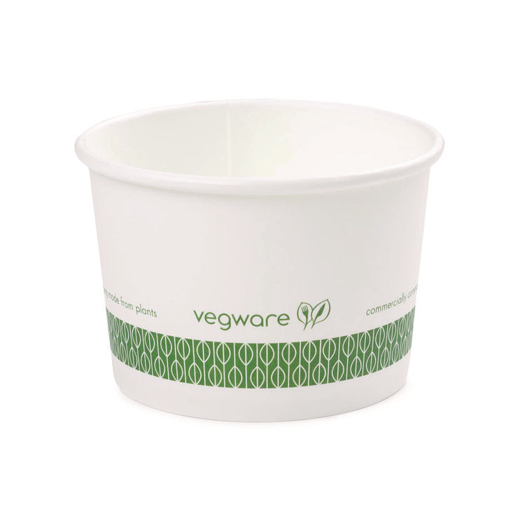 Soup Containers, 8 oz, 3.5" Diameter x 2.4" h, White/Green, Paper, 1,000/Carton