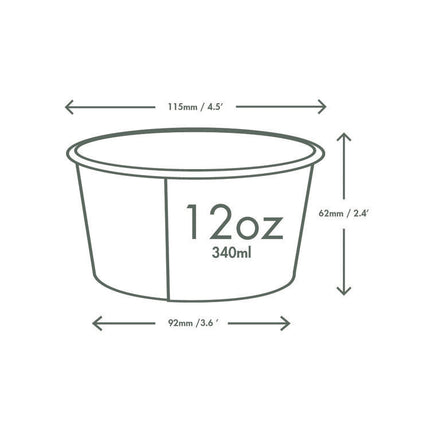 Soup Containers, 12 oz, 4.5" Diameter x 2.5" h, White/Green, Paper, 500/Carton