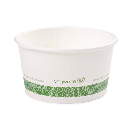 Soup Containers, 12 oz, 4.5" Diameter x 2.5" h, White/Green, Paper, 500/Carton