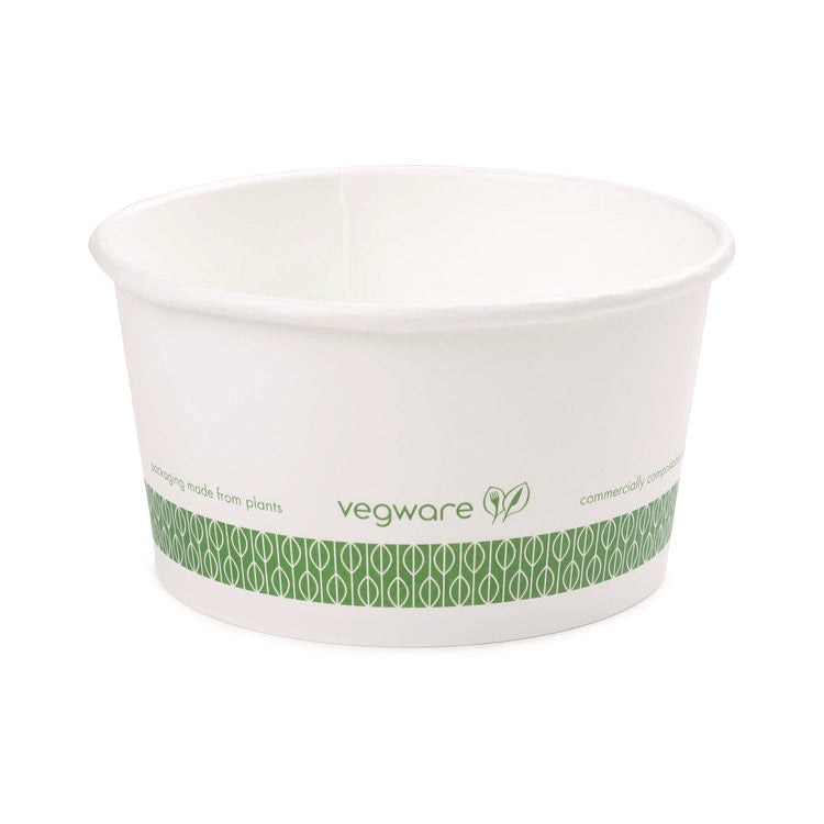 Soup Containers, 12 oz, 4.5" Diameter x 2.5" h, White/Green, Paper, 500/Carton