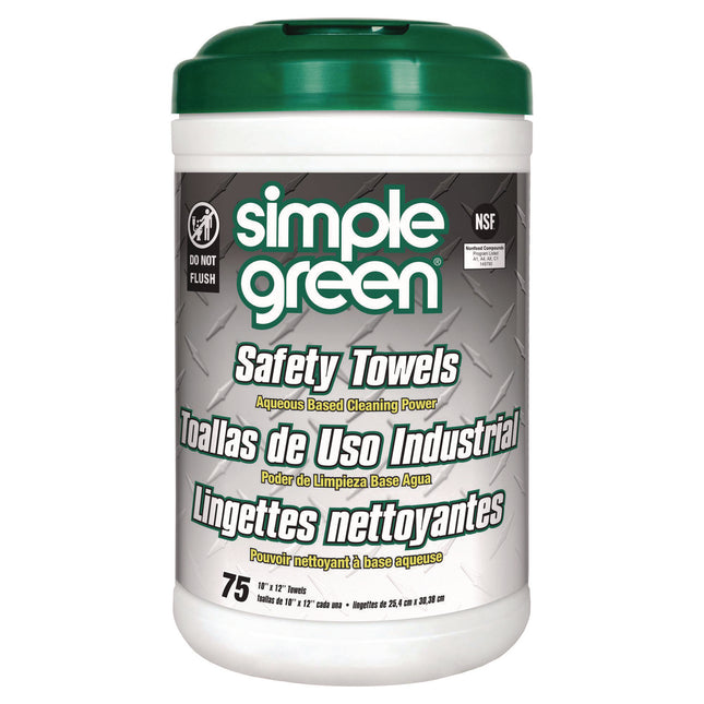 Safety Towels, 1-Ply, 10 x 11.75, White, Unscented, 75/Canister, 6 Canisters/Carton