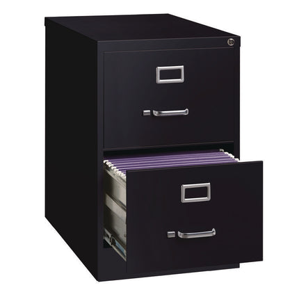 Two-Drawer Economy Vertical File, 2 Legal-Size File Drawers, Black, 18 x 26.5 x 28.37
