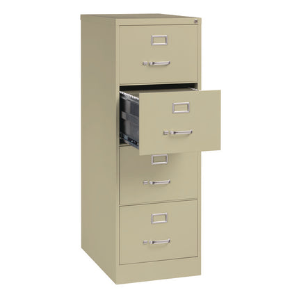 Four-Drawer Economy Vertical File, 4 Legal-Size File Drawers, Putty, 18" x 26.5" x 52"