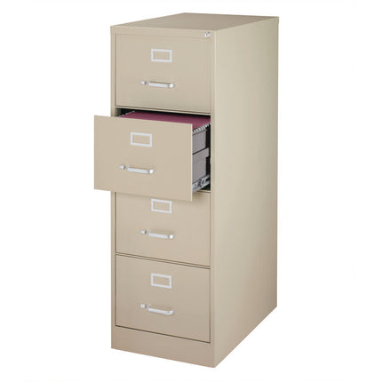 Four-Drawer Economy Vertical File, 4 Legal-Size File Drawers, Putty, 18" x 26.5" x 52"