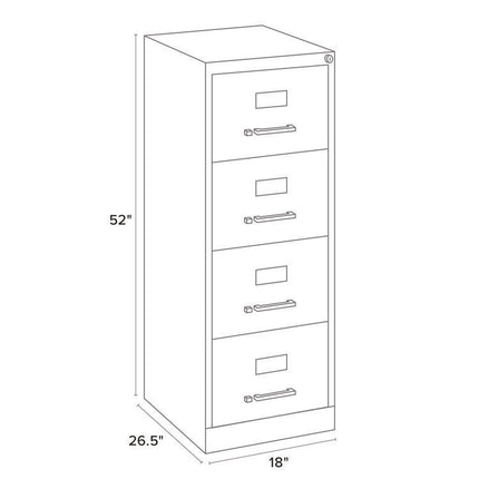 Four-Drawer Economy Vertical File, 4 Legal-Size File Drawers, Putty, 18" x 26.5" x 52"
