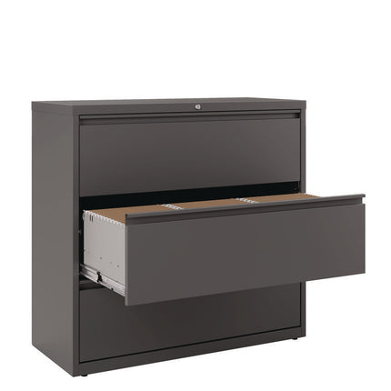 Lateral File, 3 Letter/Legal/A4 -Size File Drawers, Charcoal, 42" x 18.63" x 40.25"