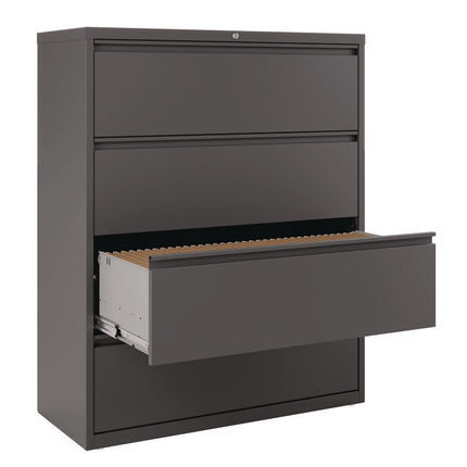 Lateral File, 4 Letter/Legal/A4 -Size File Drawers, Charcoal, 42" x 18.63" x 52.5"